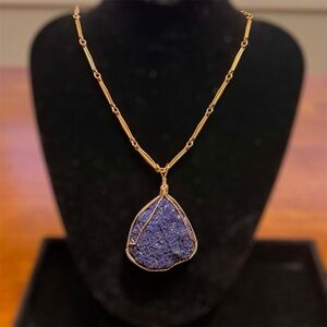 Gold and Blue Druzy Necklace